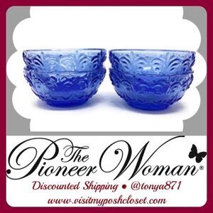 🦋 New Pioneer Woman Blue Mini Glass Dipping Bowls, Set of 4